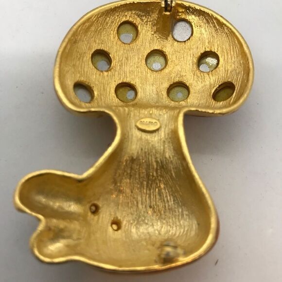 Enamel Mushroom Ladybug Brooch Vintage 1990s - Picture 5 of 17